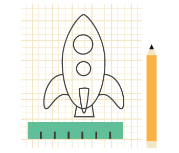 diseño de un cohete en papel ejemplificando el diseño de un aplicación